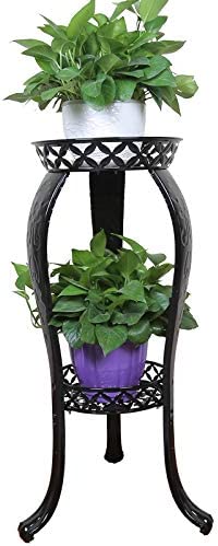 Metal Potted Plant Stand, 32inch Rustproof Decorative Flower Pot Rack with Indoor Outdoor Iron Art Planter Holders Garden Steel Pots Containers Supports Corner Display Stand