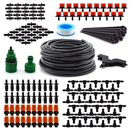 Flantor Garden Irrigation System, 1/4" Blank Distribution Tubing Watering Drip Kit / DIY Saving Water Automatic Irrigation Equipment Set for Garden Greenhouse, Flower Bed,Patio,Lawn