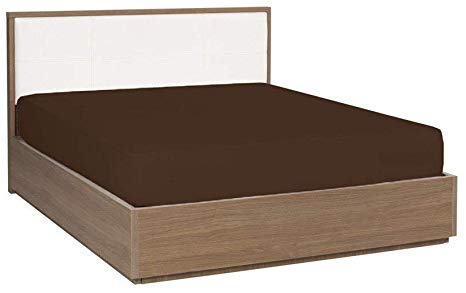 SRP Linen 500-Thread-Count Egyptian Cotton Super Soft Extra Deep Pocket Fitted Sheet/Bottom Sheet Solid Fit Up to 21" inches Deep Pocket Fully Elastic All Around (Queen, Chocolate)