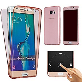 Houshine case8787 Galaxy S7 Edge Case(Front Plus Back Cover Gel Series), Outshine Shockproof TPU 360 Degree Protective Clear Crystal Rubber Soft Case Cover for Samsung Galaxy S7 Edge - Rose Gold