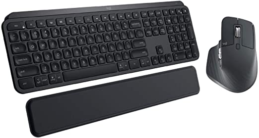 Logitech MX Keys Wireless Illuminated Keyboard Bundle with MX Master 3 Advanced Wireless Mouse and MX Palm Rest