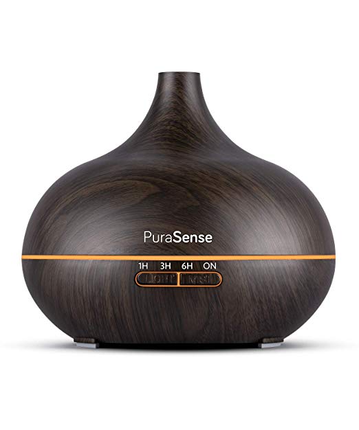 PuraSense Ultrasonic Aromatherapy Essential Oil Diffuser, 550ml Cool Mist Humidifier with Color LED Lights Changing and Waterless Auto Shut-off for Office Home Bedroom Living Room Study Yoga Spa