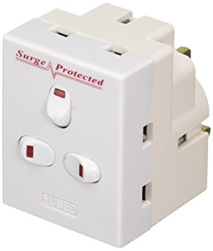 ct 13 A 3 Way 3 Gang Switched Surge Protected Plug-In Adapter with Neon Switch - White
