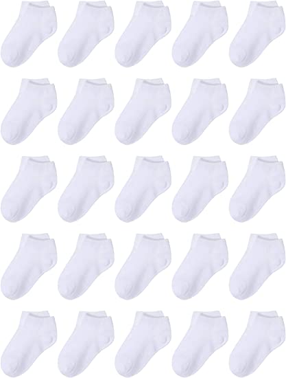 Cooraby 25 Pairs Kids' Low Cut Socks Half Cushion Sport Ankle Athletic Socks