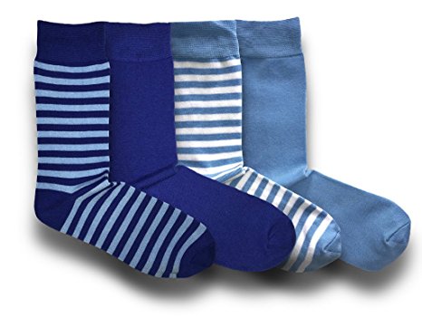 Bamboo Socks by PandaWear | Nautical Blue Stripes, 4 Styles | Ultra Soft & Anti Odour. Men's.