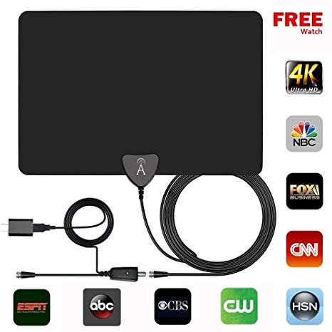 TV Antenna Indoor Amplified HDTV Antenna, TV Antenna Digital TV 50-80 Mile Range,HD Digital TV Antenna Upgraded 2018 Version Detachable Signal Booster Support 4K 1080p & All Older TV's