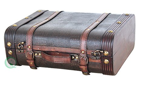Vintiquewise(TM) Decorative Wooden Leather Suitcase