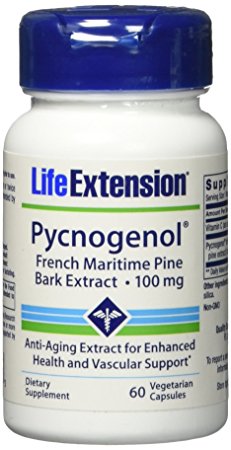 Life Extension Pycnogenol French Maritime Pine Bark Extract Vegetarian Capsules, 60 Count