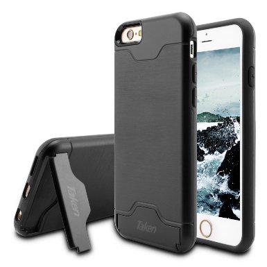 iPhone 6 Plus Case, Taken [Card Slot] [KickStand] Dual Layer Hybrid Shockproof Case Cover for Apple iPhone 6 Plus/6S Plus (Black)