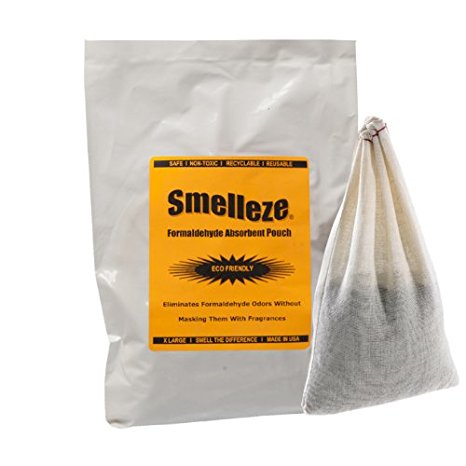 SMELLEZE Reusable Formaldehyde Odor Remover Deodorizer Pouch: Rids Chemical Smell Without Scents in 300 Sq. Ft.