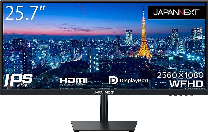 JAPANNEXT 25.7インチ ワイドFHD(2560 x 1080) 液晶モニター JN-IPS257WFHD HDMI DP