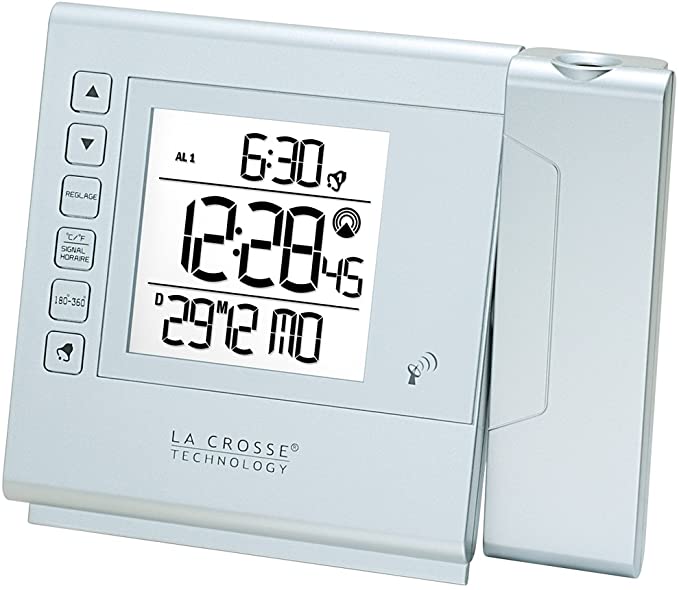 La Crosse Technology WT517 Radio-Controlled Alarm Clock with Projection Silver