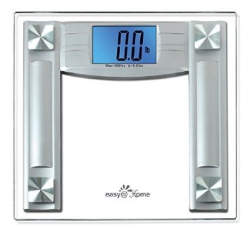 EasyHome High Precision Digital Bathroom Scale w 43 Extra Large Backlit Display and Smart Step-On Technology BMI reference Card CW222