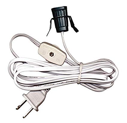 National Artcraft Lamp Cord with Clip-in Candelabra Socket and Switch - 6 Ft. (White, Pkg/1)