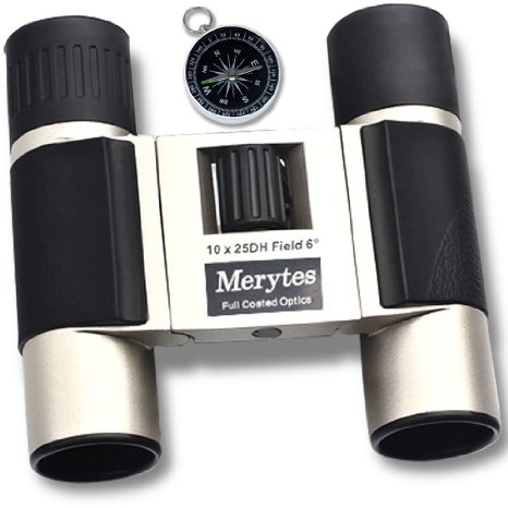 Binoculars with 10x25 Portable High Definition and Compass by Merytes
