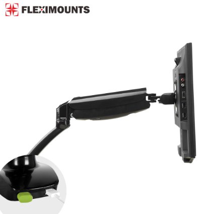 FLEXIMOUNTS M03 Full Motion LCD arm Desk Mount for 10-24 SamsungLGHPAOCDellAsusAcer Computer Monitor with Gas Spring Monitor arm and 2 USB CablesWith Clamp or Grommet Desktop Support