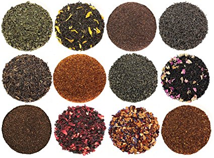 Solstice Tea Traders Loose Leaf Tea Sampler, Ultimate Sampler 12 Types of Loose Leaf Tea, Rooibos, Gunpowder, Chai, and More!