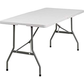 Flash Furniture 30''W x 60''L Granite White Plastic Folding Table