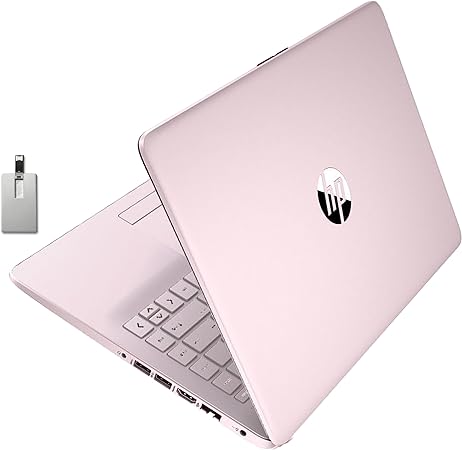 HP 2021 Stream 14" HD SVA Laptop, Intel Celeron N4000 Processor, 4GB RAM, 64GB eMMC Flash Memory, Webcam, 1-Year Office, Intel UHD Graphics 600, Win 10S, Rose Pink, 32GB SnowBell USB Card