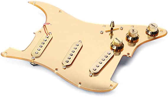 Jili Online Replacement Mirror Surface Prewired SSS Pickguard for Fender ST Strat Electric Guitar Parts Gold