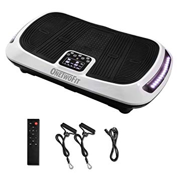 ONETWOFIT Double Motor Fitness Vibration Platform,3D Vibration Plate Whole Body Vibration Workout Machine Exercise Equipment for Home with Plush Carpeting & Balance Straps OT107