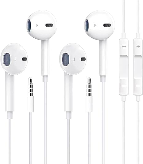 2 Packs Apple Wired Headphones Earbuds with Microphone,in-Ear Earphones Volume Control[Apple MFi Certified] Headphones Compatible with iPhone/ipad/Android/Computer/MP3/4 and Other 3.5mm Jack Devices