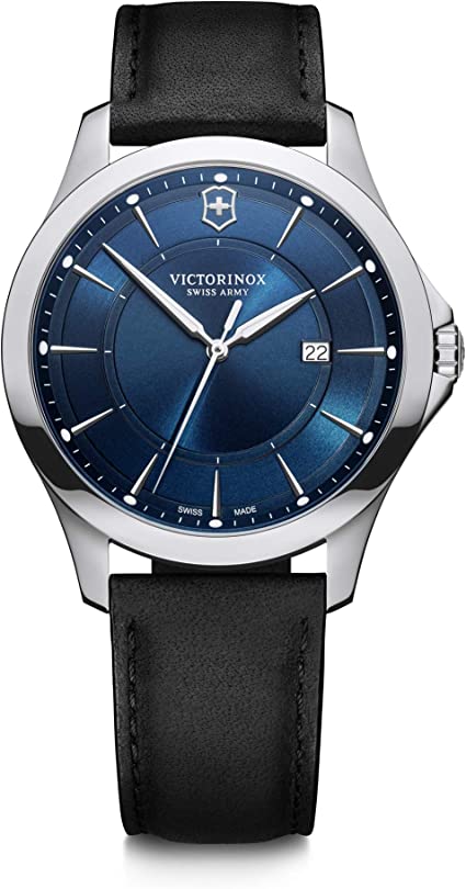 Victorinox Alliance Watch with Blue Dial and Black Leather Strap