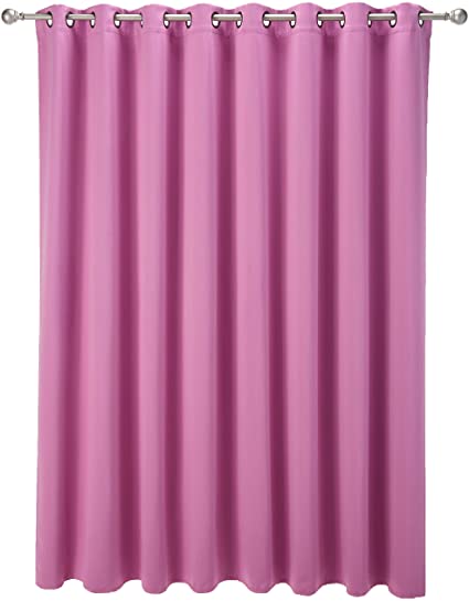 Deconovo 1 Panel Blackout Drape Wide Width Grommet Bedroom Curtains for Windows, 100x84, Super Pink