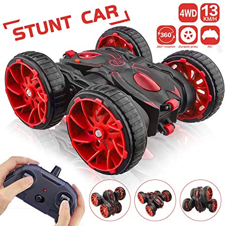 MaxTronic RC Cars, Remote Control Vehicle 4WD 2.4Ghz 8MPh Racing Stunt Car Double Sided 360° Rotation Flips, Age 3-12 Kids Electric Toy For Boys Girls Children Birthday With LED Light