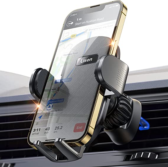 Phone Holder for Car Vent Clip Stable Metal Clip LISEN Car Phone Holder Mount Vent Clip Easy to Use iPhone Car Mount Holder Vent Clip Compatible with All iPhone Android