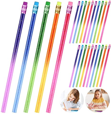 Color Changing Mood Metallic Glitter Pencil with Eraser Wooden Pencils Heat Activated Color Changing Pencils Thermochromic Pencils Assorted Colors (15)