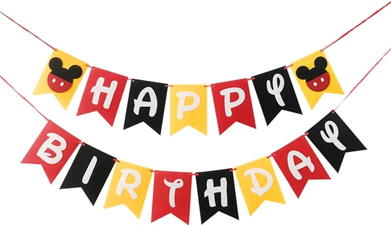 Mickey Happy Birthday Banner For Mouse，Kid's Birthday Party Decorations