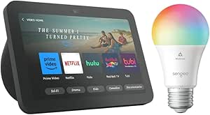 Echo Show 8 (3rd Gen, 2023 release) in Charcoal bundle with Sengled Smart Color Bulb