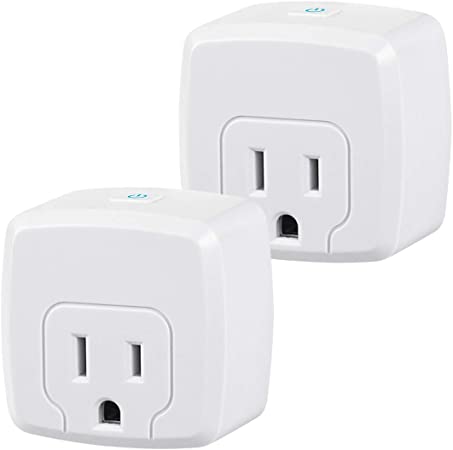 HBN Mini Smart WiFi Plug, Heavy Duty Wi-Fi Timer with One Grounded Outlet, Wireless Remote Control by App Compatible with Alexa/Google Home Assistant 2.4 GHz Network only, ETL Listed (2 Pack)
