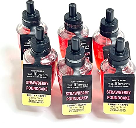 Bath and Body Works 6 Pack Strawberry Pound Cake Wallflowers Fragrance Refill 0.8 Oz.