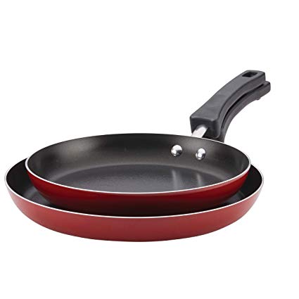 Farberware Neat Nest Space Saving 10.5 & 12-Inch Skillets, Red (2-Piece)