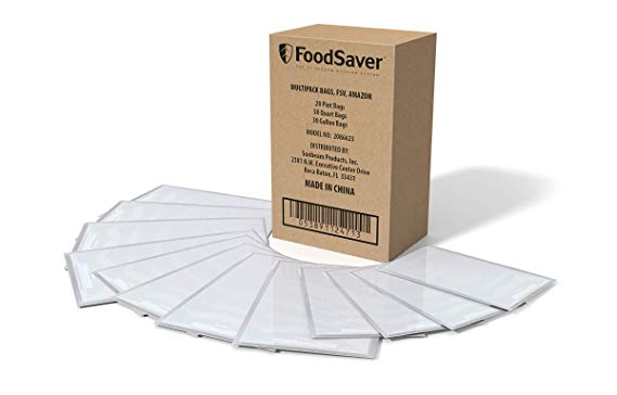 FoodSaver Vacuum Sealer, Bags Multipack, 100 Count | 20 1-Pint, 50 1-Quart, 30 1-Gallon Bags