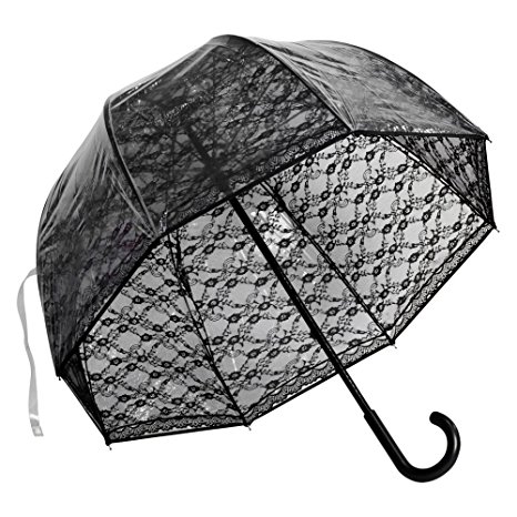 Elite Rain Umbrella Premium Fiberglass Bubble Umbrella - Black Lace