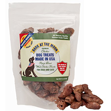 Premium Chicken Dog Treats Made in USA - Freeze Dried Whole Chicken Hearts for Dogs & Cats - One Ingredient, Human Grade - No Fillers, Grain Free - 4oz by Green Butterfly Brands