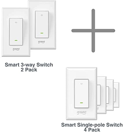 Gosund Smart Light Swicth 6 Pack, Include Smart Single-Pole Switch 4-Pack and Smart 3 Way Swicth 2-Pack