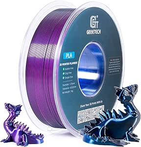 Geeetech Silk PLA Tri Color Filament 1.75mm 3D Printer Filament,Coextrusion Blue Purple Black Tri-Colors Metal-Like Shiny Silk PLA Filament,1kg (2.2lbs) 1 Spool,Dimensional Accuracy  /- 0.03 mm