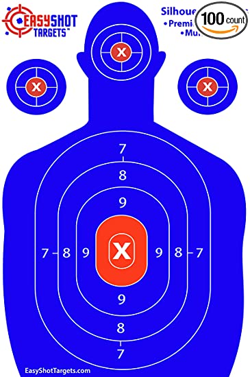 EASYSHOT Shooting Targets 18 X 12 inch. Shots are Easy to See with Our High-Vis Neon Blue & Red Colors. Thick Silhouette Paper Sheets for Pistols, Rifles, BB Guns, Airsoft, Pellet Guns & More.
