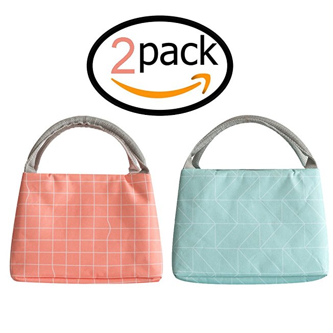 2PCS Lunch Tote Bag - Insulated Waterproof Lunch Box for Women, Adults, Kids, Girls, and Teen Girls