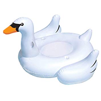 Inflatable Giant Rideable Swan Float Toy - Floatie Ride On Blow Up Summer Fun Pool Toy Lounger Floatie Raft for Kids & Adults