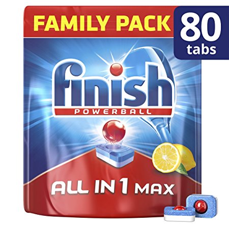 Finish Dishwasher Tablets, All in 1 Max Lemon, 80-Count