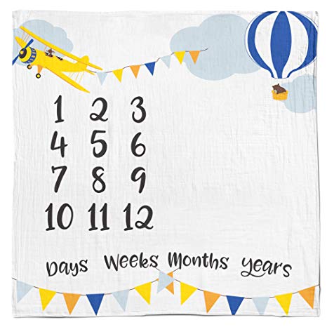 Baby Monthly Milestone Age Blanket - Boy   Girl. Baby Shower Gift Idea! First Days, Weeks, Months, Years. Large Photo Prop for Newborn, Infant, Or Toddler. Mom & Dad Keepsake. (Adventure Woodland)