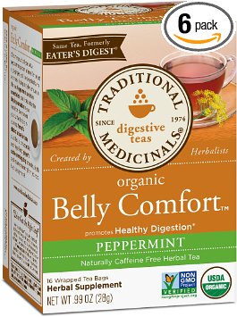 Traditional Medicinals Organic Belly Comfort Peppermint Tea, 16 Tea Bags (Pack of 6)