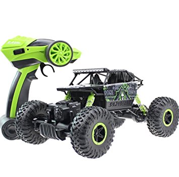 Three King 1/18th 2.4Ghz electric remote control cars buggy model cars 4x4 RC Rock Off-Road Vehicle Toy 4 WD Monster Crawler Truck - Green