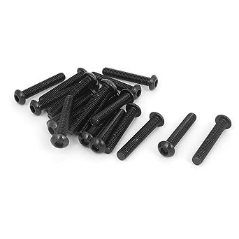 uxcell a15092400ux0159 M6 x 35mm Alloy Steel Hex Socket Button Head Screws Black (Pack of 20)