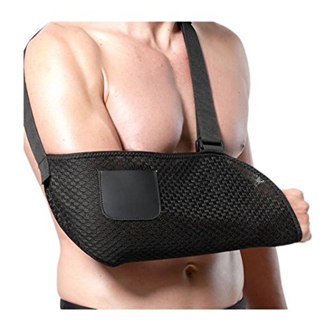 Lalawow Shoulder Sling Breathable Mesh Medical Arm Sling with Split Strap (Right arm)